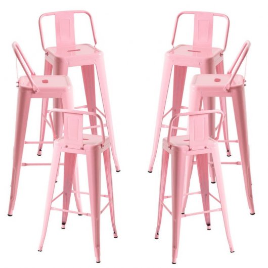 Packs Taburetes Altos - Pack 6 Taburetes Torix Respaldo - Rosa