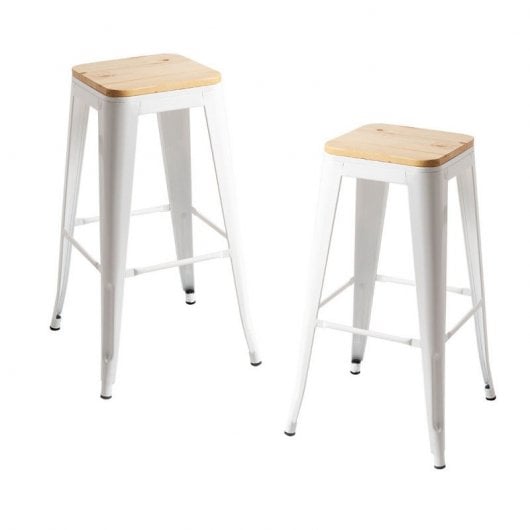 Packs Taburetes Altos - Pack 2 Taburetes Torix Madera Natural - Blanco
