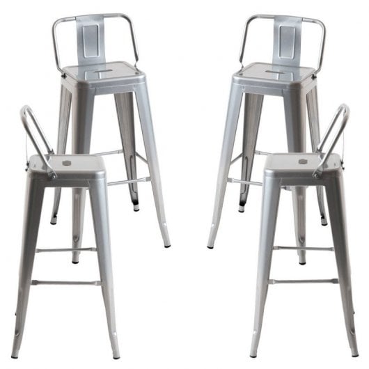 Packs Taburetes Altos - Pack 4 Taburetes Torix Respaldo - Gris metalizado