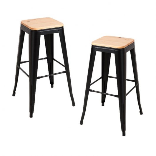 Packs Taburetes Altos - Pack 2 Taburetes Torix Madera Natural - Negro mate