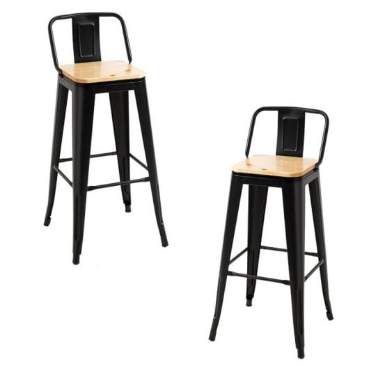Packs Taburetes Altos - Pack 2 Taburetes Torix Respaldo Madera Natural - Negro
