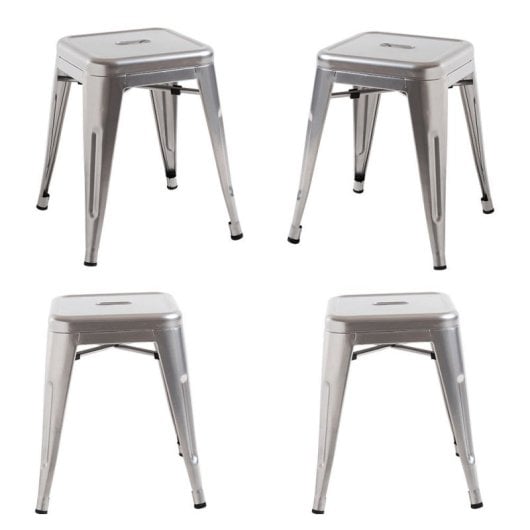 Packs Taburetes Pequeños - Pack 4 Taburetes Torix Pequeños - Gris metalizado