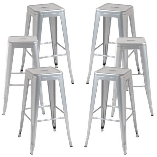 Packs Taburetes Altos - Pack 6 Taburetes Torix Altos - Gris metalizado