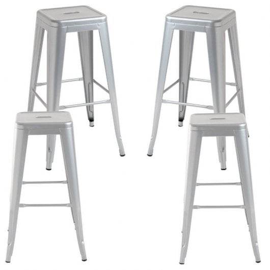 Packs Taburetes Altos - Pack 4 Taburetes Torix Altos - Gris metalizado