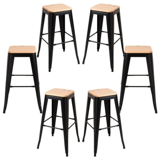 Packs Taburetes Altos - Pack 6 Taburetes Torix Madera Natural - Negro mate