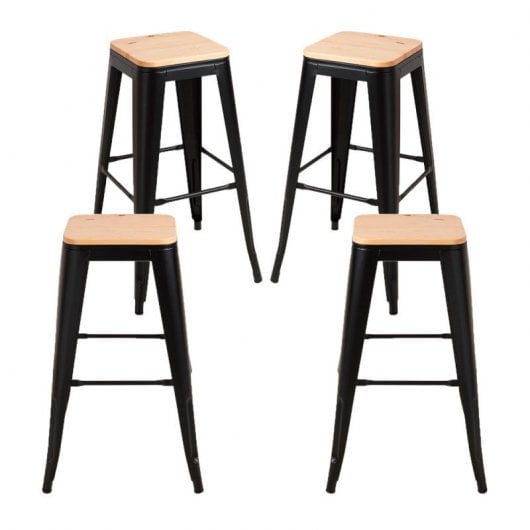 Packs Taburetes Altos - Pack 4 Taburetes Torix Madera Natural - Negro mate