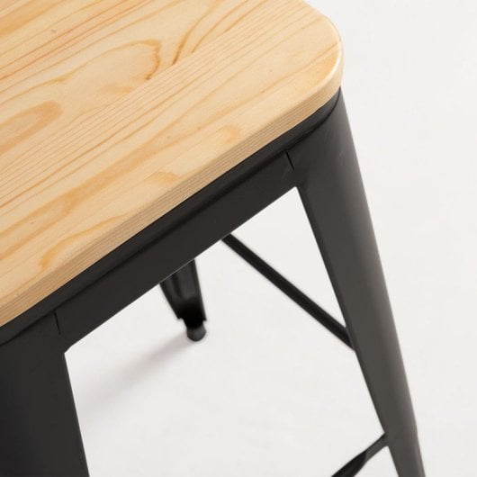 Packs Taburetes Altos - Pack 4 Taburetes Torix Madera Natural - Negro mate