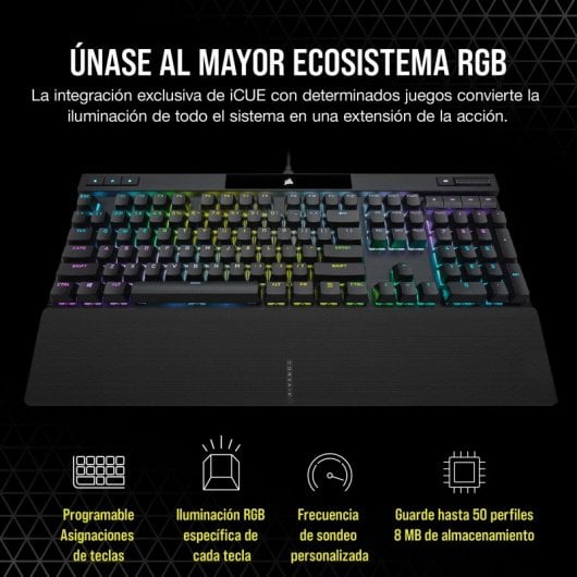 Corsair K70 RGB Pro Teclado Mecánico Gaming Switch Cherry MX Red Negro