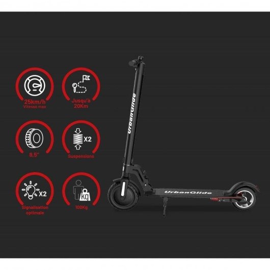 Elektroroller UrbanGlide 85S 350W Reichweite 20km Räder 8,5'' Schwarz