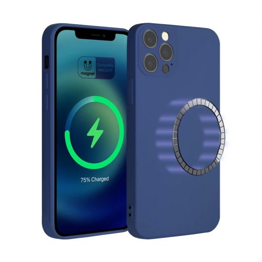 Icoveri Funda Magnética de Silicona Azul para iPhone 12 Pro