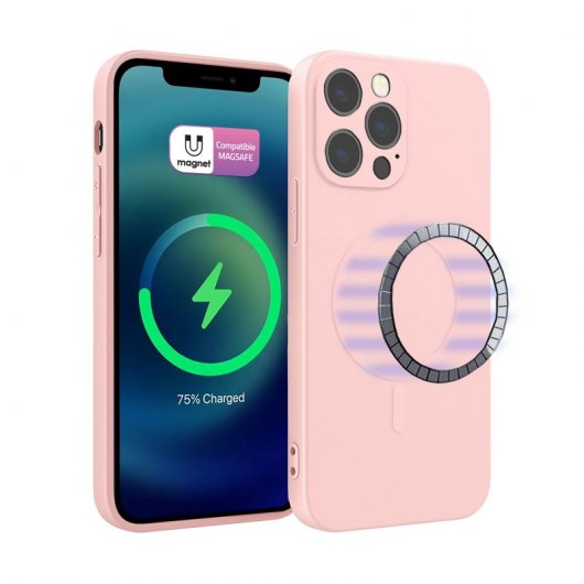 Icoveri Funda Magnética de Silicona Rosa para iPhone 13 Pro
