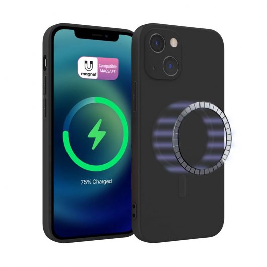 Icoveri Funda Magnética de Silicona Negra para iPhone 13 Mini