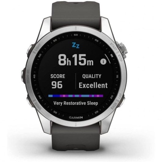 Garmin Fenix 7S Bluetooth GPS NFC 42mm MIP Argent Graphite Étanche 10 ATM SpO2 Pulsomètre