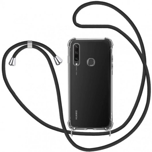 Icoveri Funda con Cordón Negro para Huawei Y6P