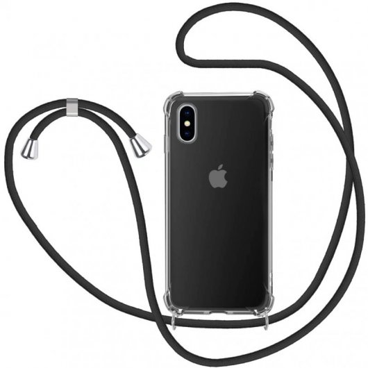 Icoveri Funda con Cordón Negro para iPhone X/XS