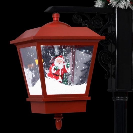 VidaXL Lanterne de Noël avec Père Noël PVC 81x40x188cm Noir/Rouge