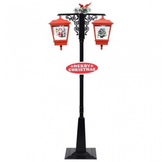 VidaXL Lanterne de Noël avec Père Noël PVC 81x40x188cm Noir/Rouge