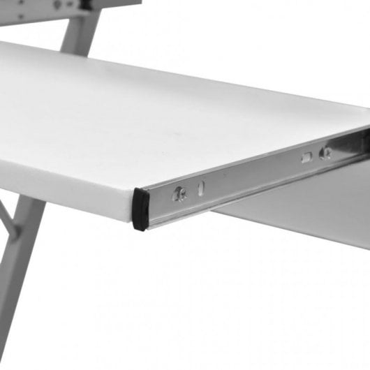VidaXL Escritorio de Ordenador con Bandeja de Teclado Blanco