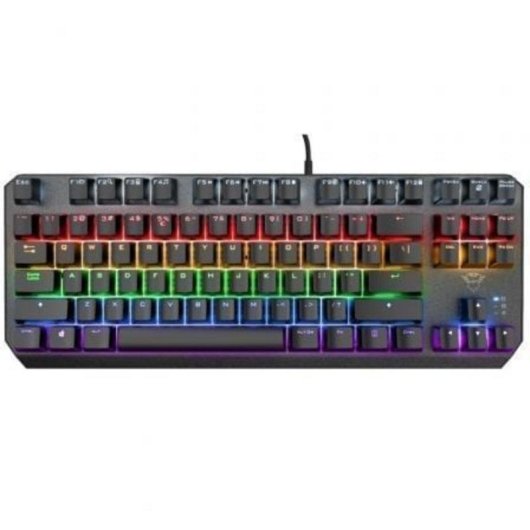 Teclado Trust GXT 834 Callaz mecánico compacto con RGB y switches red