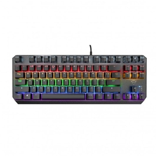 Teclado Trust GXT 834 Callaz mecánico compacto con RGB y switches red