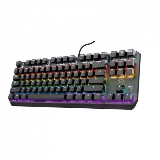 Teclado Trust GXT 834 Callaz mecánico compacto con RGB y switches red
