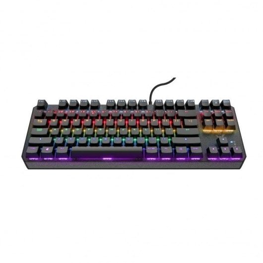 Teclado Trust GXT 834 Callaz mecánico compacto con RGB y switches red