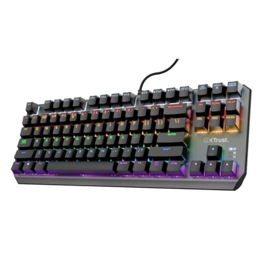 Teclado Trust GXT 834 Callaz mecánico compacto con RGB y switches red