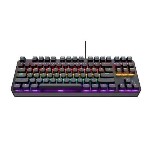 Teclado Trust GXT 834 Callaz mecánico compacto con RGB y switches red