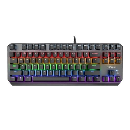 Teclado Trust GXT 834 Callaz mecánico compacto con RGB y switches red