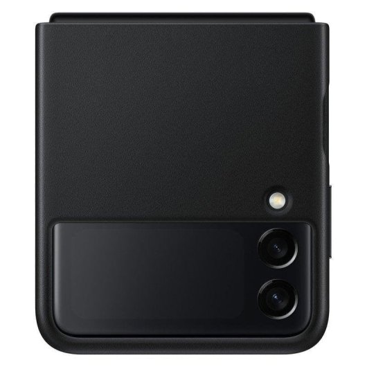 Capa para telemóvel Samsung Leather Cover Couro Preto Resistente a Riscos Galaxy Z Flip3 5G