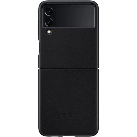 Capa para telemóvel Samsung Leather Cover Couro Preto Resistente a Riscos Galaxy Z Flip3 5G