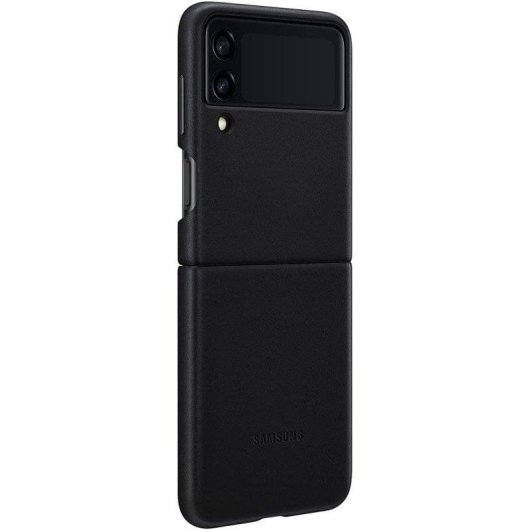 Capa para telemóvel Samsung Leather Cover Couro Preto Resistente a Riscos Galaxy Z Flip3 5G
