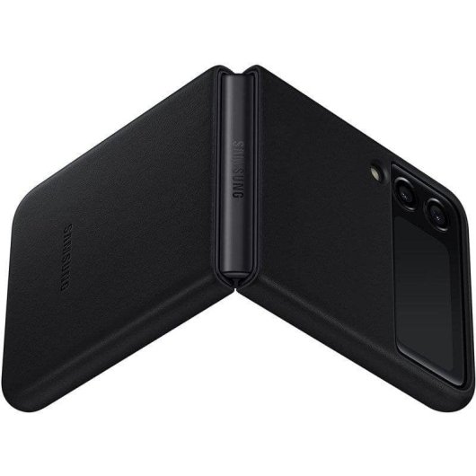 Capa para telemóvel Samsung Leather Cover Couro Preto Resistente a Riscos Galaxy Z Flip3 5G