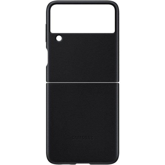 Capa para telemóvel Samsung Leather Cover Couro Preto Resistente a Riscos Galaxy Z Flip3 5G