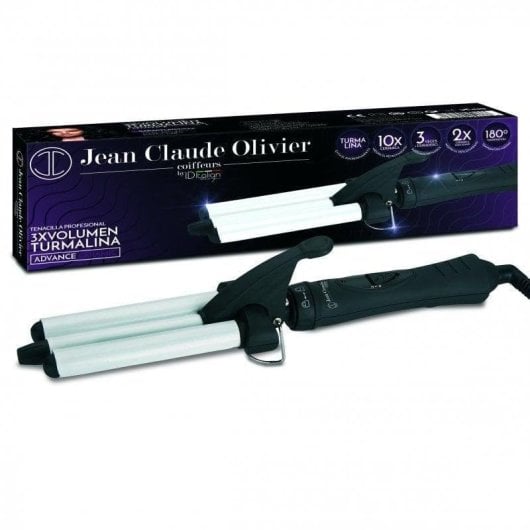 Triple Lockenstab Jean Claude Olivier Turmalina 3X Keramik und Turmalin 3 Köpfe 60W Schwarz