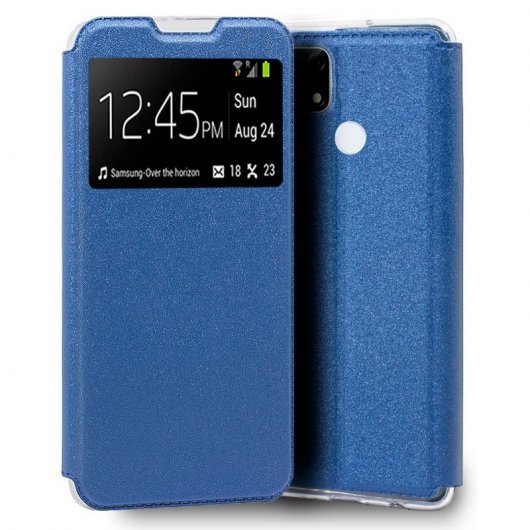 Cool Funda Flip Cover Liso Azul para Realme 7i/C25s