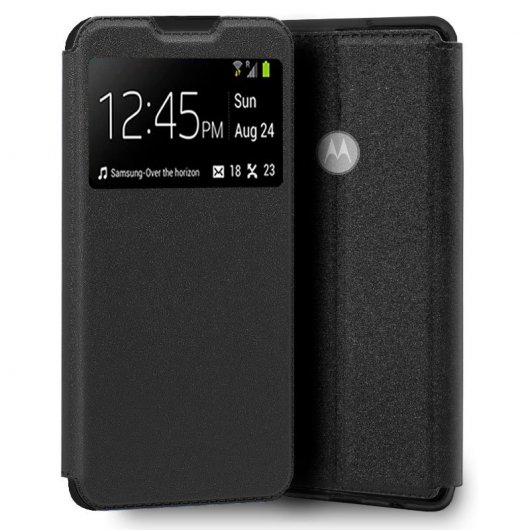 Cool Funda Flip Cover Liso Negro para Motorola Moto E20/E40