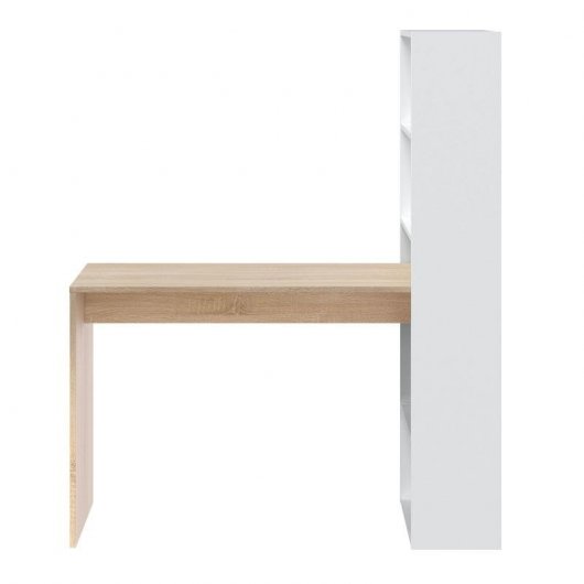 Habitdesign Duplo Mesa de Escritorio con Estantería Blanca