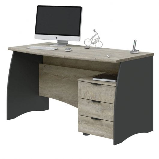 Habitdesign Stil Buc Mesa de Escritorio 3 Cajones Gris