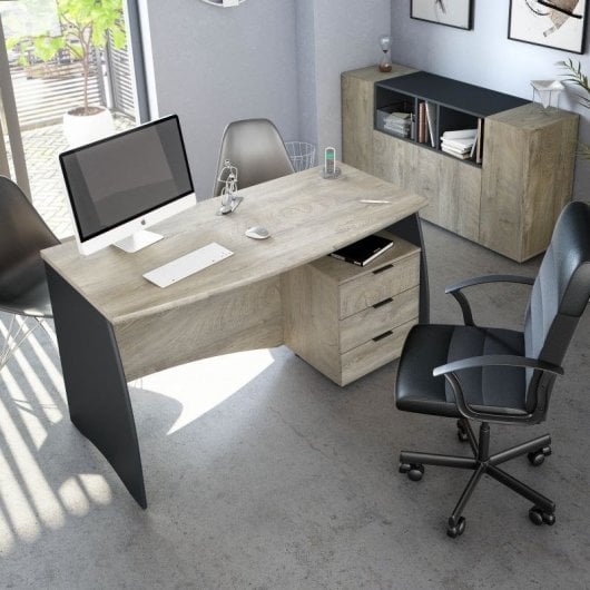 Habitdesign Stil Buc Mesa de Escritorio 3 Cajones Gris