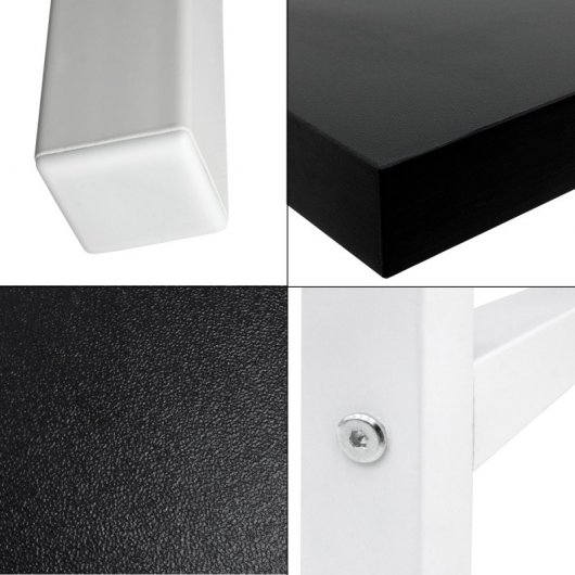 ML Design Escritorio con Marco de Metal Estable Blanco/Negro