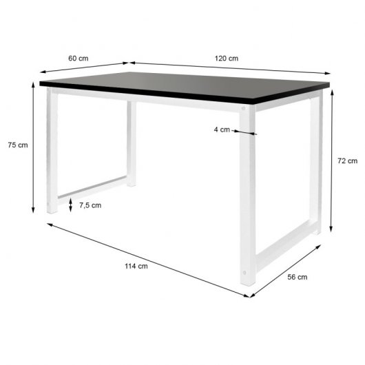 ML Design Escritorio con Marco de Metal Estable Blanco/Negro