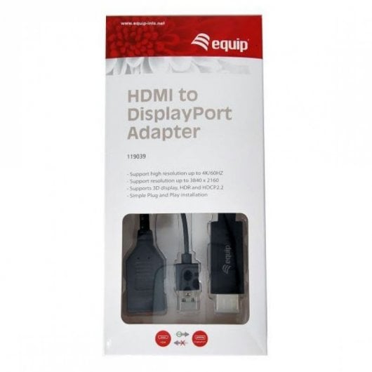 Equip Adaptador HDMI a DisplayPort Activo Macho/Hembra 15cm Negro