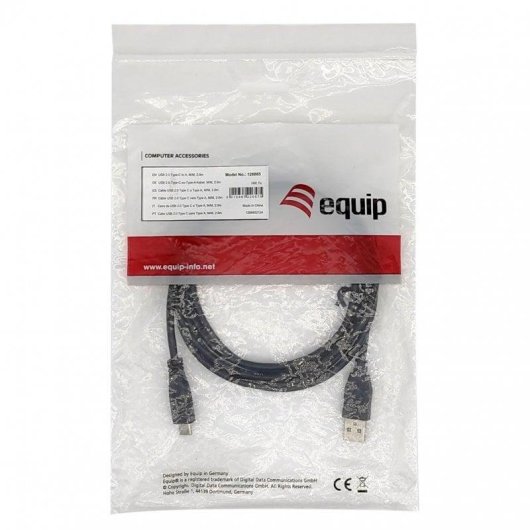 Cable USB Equip 133429 USB 2.0 A a USB-C 2 m doble blindaje negro