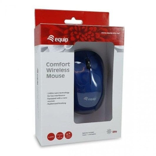 Ratón Equip 245112 Ambidextro RF inalámbrico 1200 DPI Azul con nano receptor