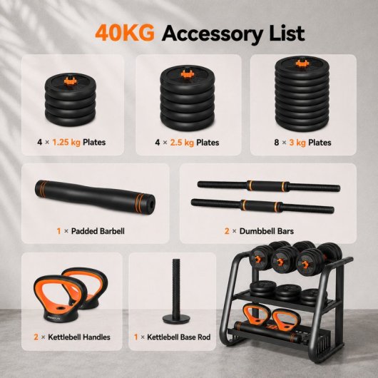 Kit pesi Xiaomi Fed 40Kg Manubri + Barra + Pesi