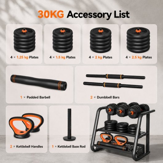 Kit Xiaomi Fed di manubri da 30Kg + barra + pesi
