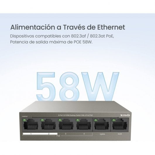 Tenda TEF1106P-4-63W Switch Ethernet PoE 6 porte 10/100Mbps 63W