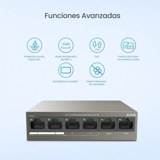 Tenda TEF1106P-4-63W Switch Ethernet PoE 6 porte 10/100Mbps 63W