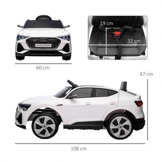 Homcom Coche Eléctrico Infantil Audi E-Tron 12V Blanco